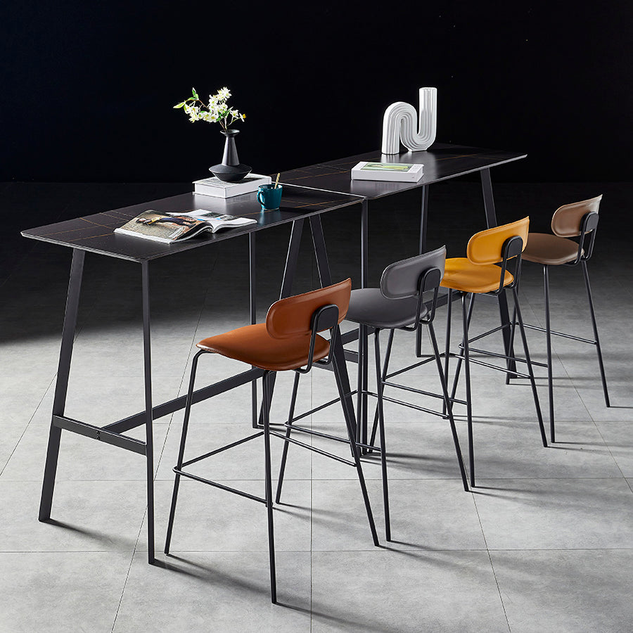 Contemporary Rectangle Bar Counter Table Sintered Stone Dining Table for Restaurant 47.2"L x 23.6"W x 37.4"H Black Without Chairs Clearhalo 'Bar Furniture' 'Bar Tables' 'bar_tables' 'furn' 'furn_bar_tables' 'Furniture' 'furniture_bar_tables' 'Kitchen & Dining Furniture' 4779650