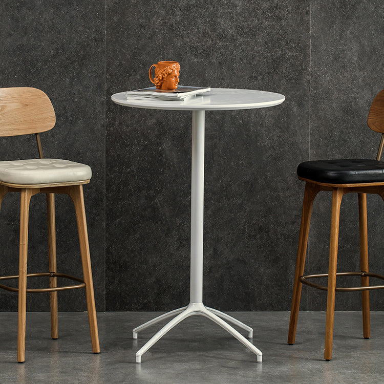 Industrial Round Bar Counter Table Dining Wooden Counter Table for Restaurant White 23.6"L x 23.6"W x 41.3"H Clearhalo 'Bar Furniture' 'Bar Tables' 'bar_tables' 'Furniture' 'furniture_bar_tables' 'Kitchen & Dining Furniture' 4779661