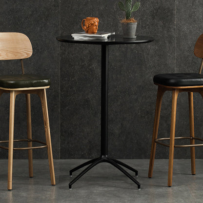 Industrial Round Bar Counter Table Dining Wooden Counter Table for Restaurant Black 23.6"L x 23.6"W x 41.3"H Clearhalo 'Bar Furniture' 'Bar Tables' 'bar_tables' 'Furniture' 'furniture_bar_tables' 'Kitchen & Dining Furniture' 4779663