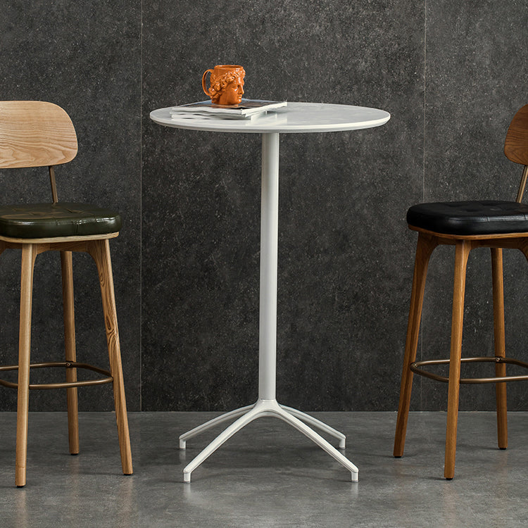Industrial Round Bar Counter Table Dining Wooden Counter Table for Restaurant White 27.6"L x 27.6"W x 41.3"H Clearhalo 'Bar Furniture' 'Bar Tables' 'bar_tables' 'Furniture' 'furniture_bar_tables' 'Kitchen & Dining Furniture' 4779665