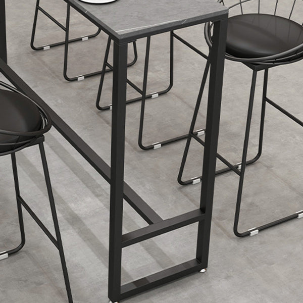 Stone Bar Dining Table Industrial Bar Dining Table with Black Base Clearhalo 'Bar Furniture' 'Bar Tables' 'bar_tables' 'furn' 'furn_bar_tables' 'Furniture' 'furniture_bar_tables' 'Kitchen & Dining Furniture' 4779682