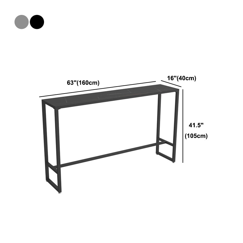 Stone Bar Dining Table Industrial Bar Dining Table with Black Base Clearhalo 'Bar Furniture' 'Bar Tables' 'bar_tables' 'furn' 'furn_bar_tables' 'Furniture' 'furniture_bar_tables' 'Kitchen & Dining Furniture' 4779690