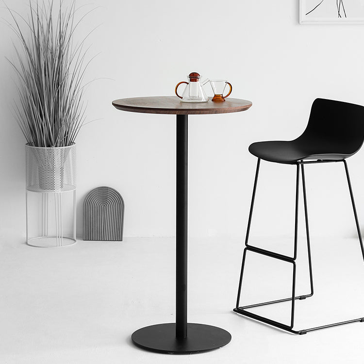 Industrial Round Bar Counter Table Dining Counter Table for Restaurant Walnut Without Chairs Clearhalo 'Bar Furniture' 'Bar Tables' 'bar_tables' 'furn' 'furn_bar_tables' 'Furniture' 'furniture_bar_tables' 'Kitchen & Dining Furniture' 4779697