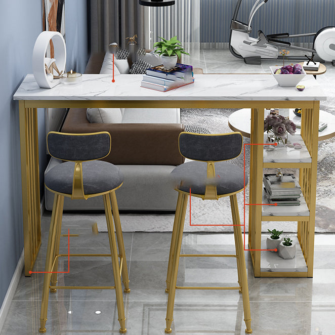 Rectangle Bar Dining Table Stone Contemporary Bar Table with Sled Base White Without Chairs Clearhalo 'Bar Furniture' 'Bar Tables' 'bar_tables' 'furn' 'furn_bar_tables' 'Furniture' 'furniture_bar_tables' 'Kitchen & Dining Furniture' 4779740