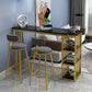 Rectangle Bar Dining Table Stone Contemporary Bar Table with Sled Base Black Without Chairs Clearhalo 'Bar Furniture' 'Bar Tables' 'bar_tables' 'furn' 'furn_bar_tables' 'Furniture' 'furniture_bar_tables' 'Kitchen & Dining Furniture' 4779741