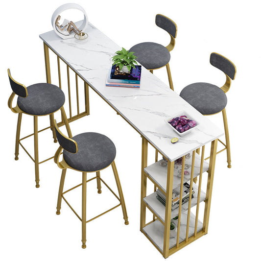 Rectangle Bar Dining Table Stone Contemporary Bar Table with Sled Base Clearhalo 'Bar Furniture' 'Bar Tables' 'bar_tables' 'furn' 'furn_bar_tables' 'Furniture' 'furniture_bar_tables' 'Kitchen & Dining Furniture' 4779743