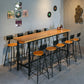 Wood Top Bar Counter Contemporary Bar Counter with Trestle Base in Black 126"L x 24"W x 41"H Without Chairs Clearhalo 'Bar Furniture' 'Bar Tables' 'bar_tables' 'furn' 'furn_bar_tables' 'Furniture' 'furniture_bar_tables' 'Kitchen & Dining Furniture' 4779763