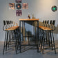 Wood Top Bar Counter Contemporary Bar Counter with Trestle Base in Black 102.4"L x 23.6"W x 41.3"H Without Chairs Clearhalo 'Bar Furniture' 'Bar Tables' 'bar_tables' 'furn' 'furn_bar_tables' 'Furniture' 'furniture_bar_tables' 'Kitchen & Dining Furniture' 4779764