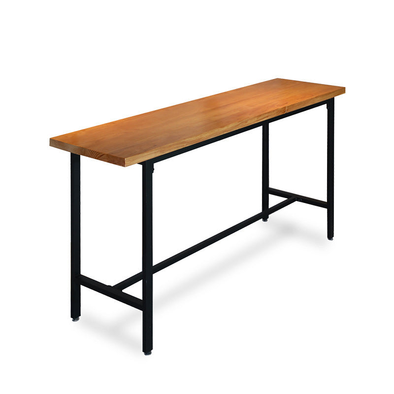 Wood Top Bar Counter Contemporary Bar Counter with Trestle Base in Black Clearhalo 'Bar Furniture' 'Bar Tables' 'bar_tables' 'furn' 'furn_bar_tables' 'Furniture' 'furniture_bar_tables' 'Kitchen & Dining Furniture' 4779766