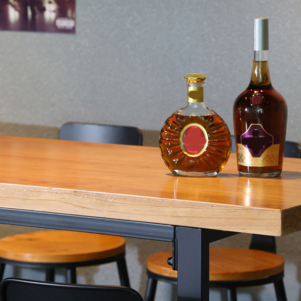 Wood Top Bar Counter Contemporary Bar Counter with Trestle Base in Black Clearhalo 'Bar Furniture' 'Bar Tables' 'bar_tables' 'furn' 'furn_bar_tables' 'Furniture' 'furniture_bar_tables' 'Kitchen & Dining Furniture' 4779768