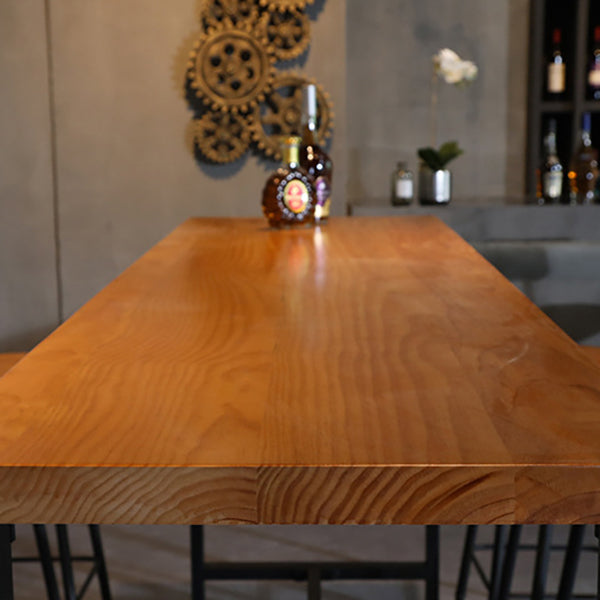 Wood Top Bar Counter Contemporary Bar Counter with Trestle Base in Black Clearhalo 'Bar Furniture' 'Bar Tables' 'bar_tables' 'furn' 'furn_bar_tables' 'Furniture' 'furniture_bar_tables' 'Kitchen & Dining Furniture' 4779769