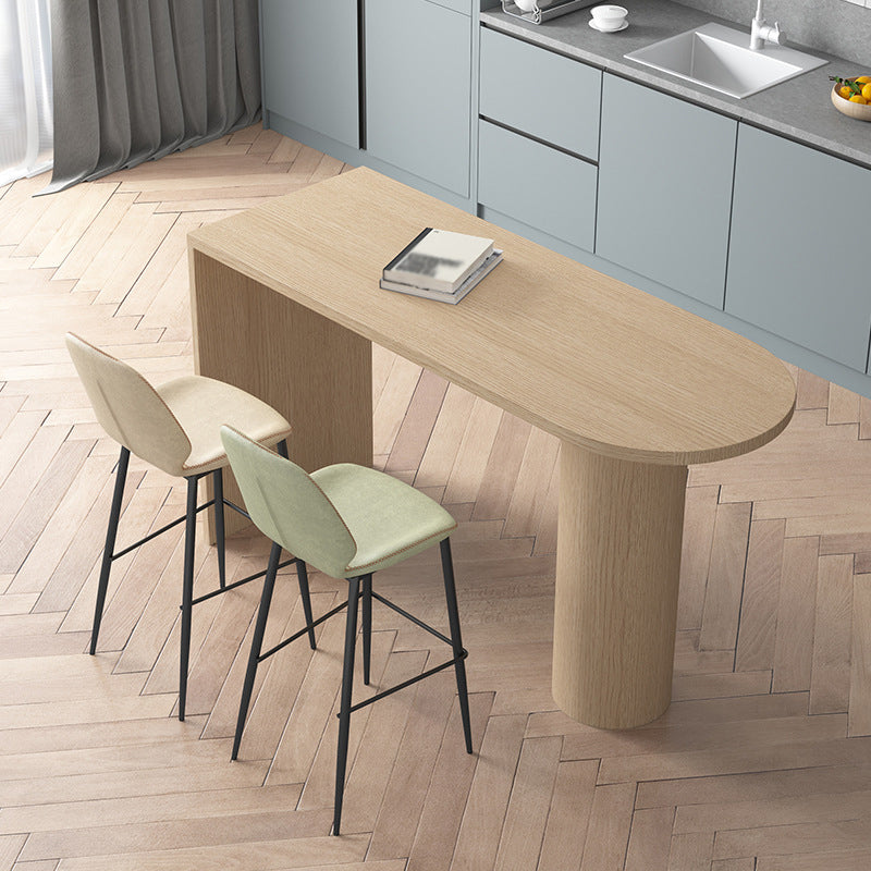 Solid Wood Bar Dining Table Contemporary Bar Dining Table with Sled Base Natural 63"L x 19.7"W x 41.3"H Clearhalo 'Bar Furniture' 'Bar Tables' 'bar_tables' 'Furniture' 'furniture_bar_tables' 'Kitchen & Dining Furniture' 4779814