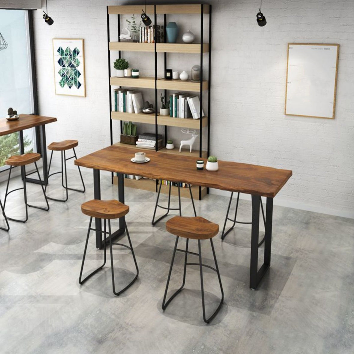 Solid Wood Bar Dining Table Industrial Bar Dining Table with Sled Base 70.9"L x 15.7"W x 41.3"H Without Chairs Clearhalo 'Bar Furniture' 'Bar Tables' 'bar_tables' 'furn' 'furn_bar_tables' 'Furniture' 'furniture_bar_tables' 'Kitchen & Dining Furniture' 4779831