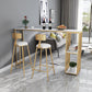 Stone Rectangle Bar Dining Table Contemporary Bar Table with Sled Base 63"L x 15.7"W x 41.3"H Gold Without Chairs Clearhalo 'Bar Furniture' 'Bar Tables' 'bar_tables' 'furn' 'furn_bar_tables' 'Furniture' 'furniture_bar_tables' 'Kitchen & Dining Furniture' 4779844