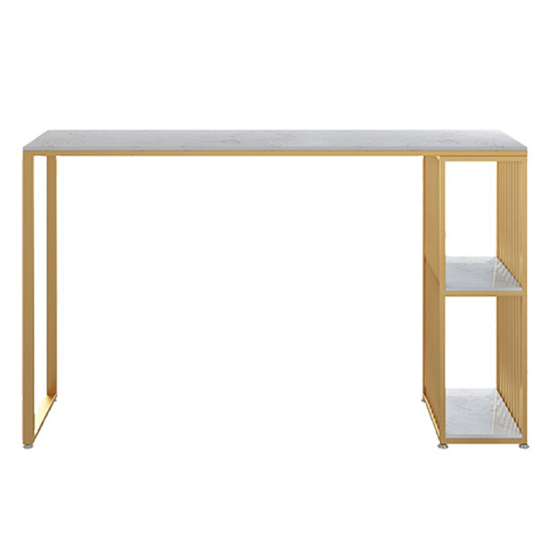 Stone Rectangle Bar Dining Table Contemporary Bar Table with Sled Base Gold Without Chairs Clearhalo 'Bar Furniture' 'Bar Tables' 'bar_tables' 'furn' 'furn_bar_tables' 'Furniture' 'furniture_bar_tables' 'Kitchen & Dining Furniture' 4779846