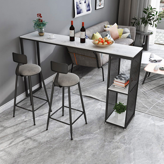 Stone Rectangle Bar Dining Table Contemporary Bar Table with Sled Base Clearhalo 'Bar Furniture' 'Bar Tables' 'bar_tables' 'furn' 'furn_bar_tables' 'Furniture' 'furniture_bar_tables' 'Kitchen & Dining Furniture' 4779850