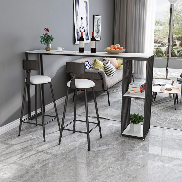 Stone Rectangle Bar Dining Table Contemporary Bar Table with Sled Base Clearhalo 'Bar Furniture' 'Bar Tables' 'bar_tables' 'furn' 'furn_bar_tables' 'Furniture' 'furniture_bar_tables' 'Kitchen & Dining Furniture' 4779852
