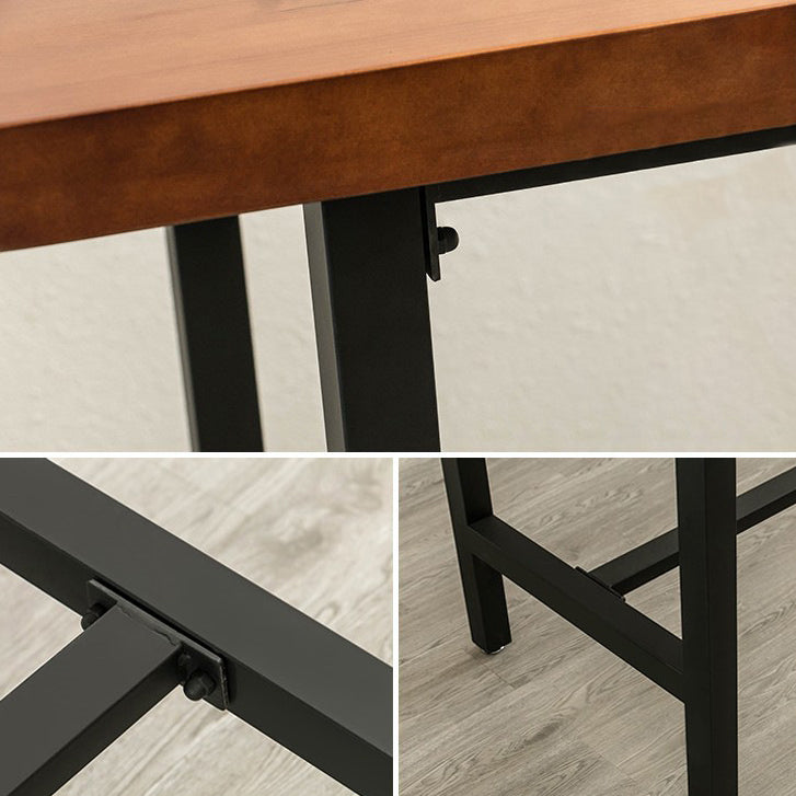 Wood Top Bar Dining Table Traditional Luxury Rectangle Bar Table with Trestle Base Clearhalo 'Bar Furniture' 'Bar Tables' 'bar_tables' 'furn' 'furn_bar_tables' 'Furniture' 'furniture_bar_tables' 'Kitchen & Dining Furniture' 4779863