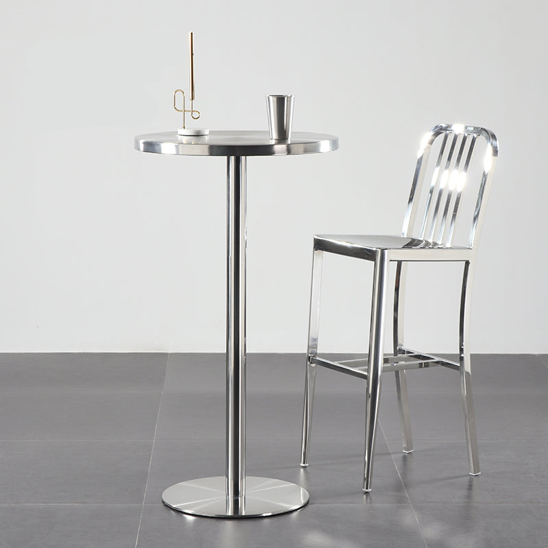 Industrial Round Bar Counter Table Metal Dining Table for Kitchen 27.6"L x 27.6"W x 42.9"H Without Chairs Clearhalo 'Bar Furniture' 'Bar Tables' 'bar_tables' 'furn' 'furn_bar_tables' 'Furniture' 'furniture_bar_tables' 'Kitchen & Dining Furniture' 4779875