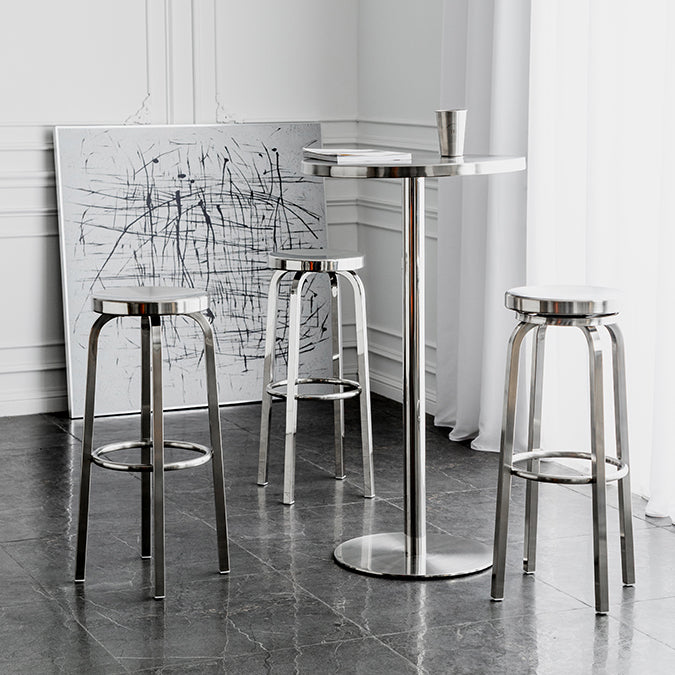 Industrial Round Bar Counter Table Metal Dining Table for Kitchen 23.6"L x 23.6"W x 43.3"H Without Chairs Clearhalo 'Bar Furniture' 'Bar Tables' 'bar_tables' 'furn' 'furn_bar_tables' 'Furniture' 'furniture_bar_tables' 'Kitchen & Dining Furniture' 4779877