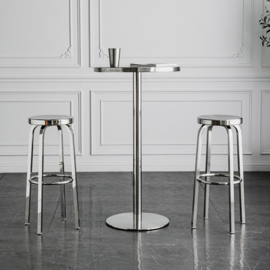 Industrial Round Bar Counter Table Metal Dining Table for Kitchen 31.5"L x 31.5"W x 42.9"H Without Chairs Clearhalo 'Bar Furniture' 'Bar Tables' 'bar_tables' 'furn' 'furn_bar_tables' 'Furniture' 'furniture_bar_tables' 'Kitchen & Dining Furniture' 4779878
