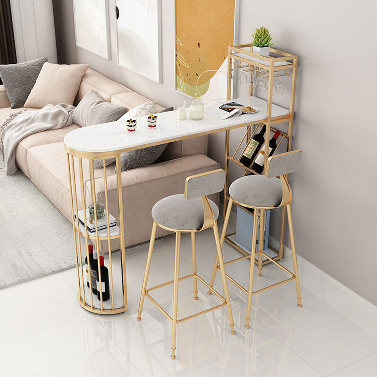 Nordic Glam Rectangle Bar Counter Table Sintered Stone Dining Table with Metal Legs Clearhalo 'Bar Furniture' 'Bar Tables' 'bar_tables' 'furn' 'furn_bar_tables' 'Furniture' 'furniture_bar_tables' 'Kitchen & Dining Furniture' 4779934