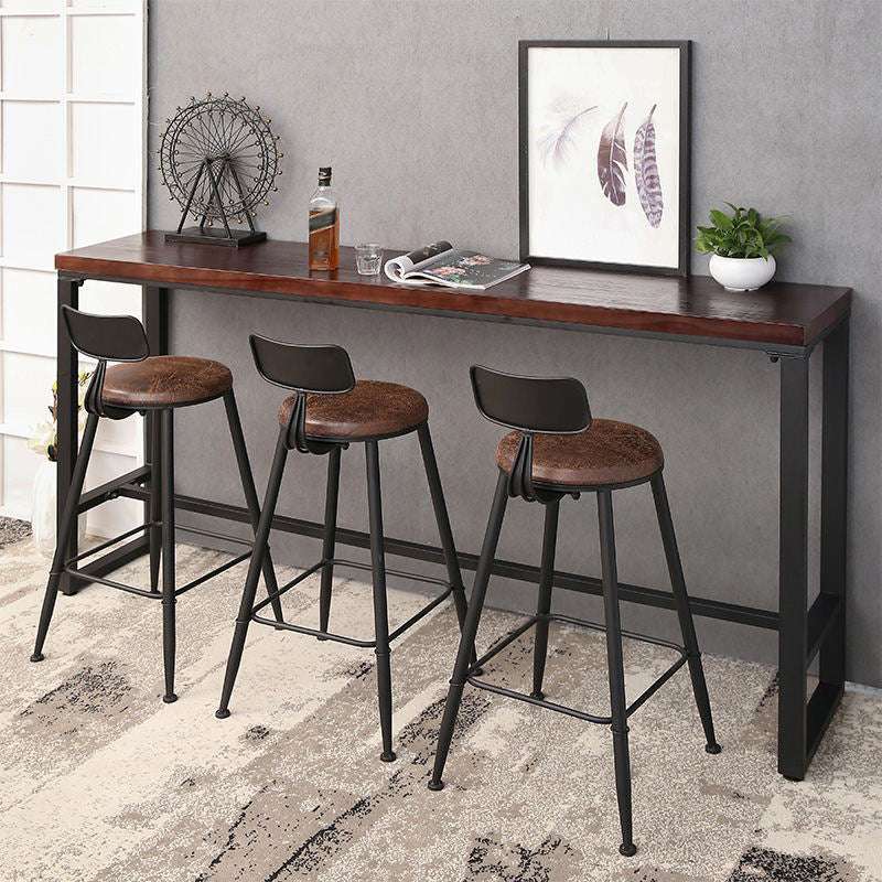 Industrial Rectangle Bar Counter Table Wooden Dining Table for Kitchen 63"L x 15.7"W x 41.3"H Without Chairs Clearhalo 'Bar Furniture' 'Bar Tables' 'bar_tables' 'furn' 'furn_bar_tables' 'Furniture' 'furniture_bar_tables' 'Kitchen & Dining Furniture' 4779975