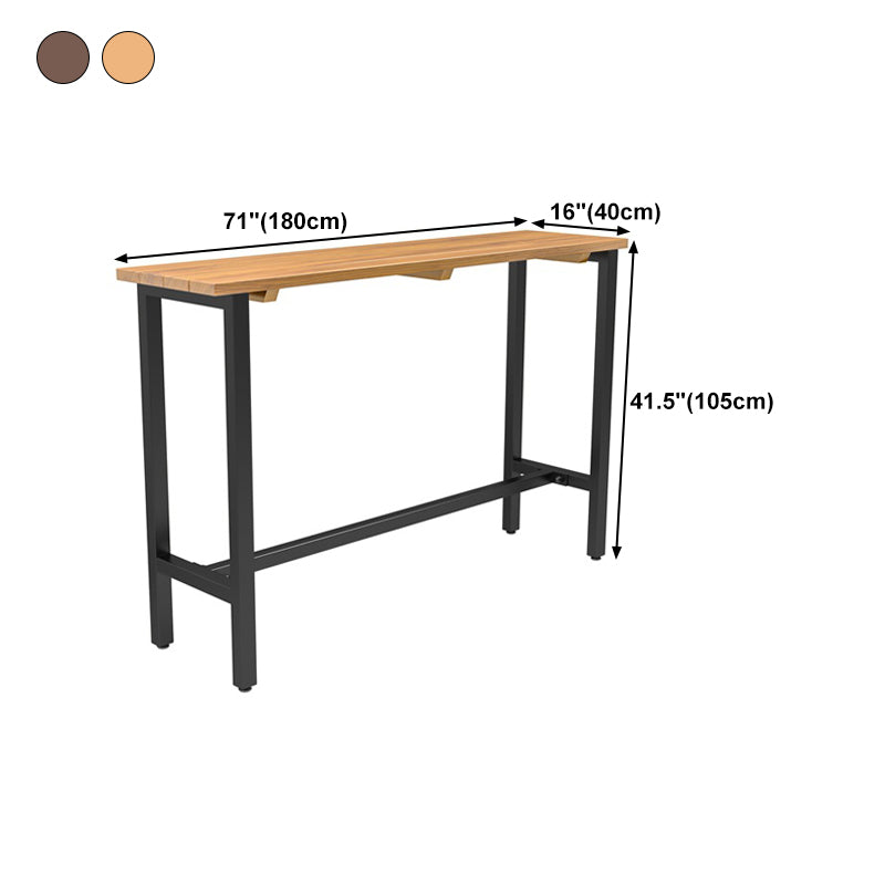 Rectangle Bar Dining Table Contemporary Bar Table with Trestle Base in Black Clearhalo 'Bar Furniture' 'Bar Tables' 'bar_tables' 'furn' 'furn_bar_tables' 'Furniture' 'furniture_bar_tables' 'Kitchen & Dining Furniture' 4779999