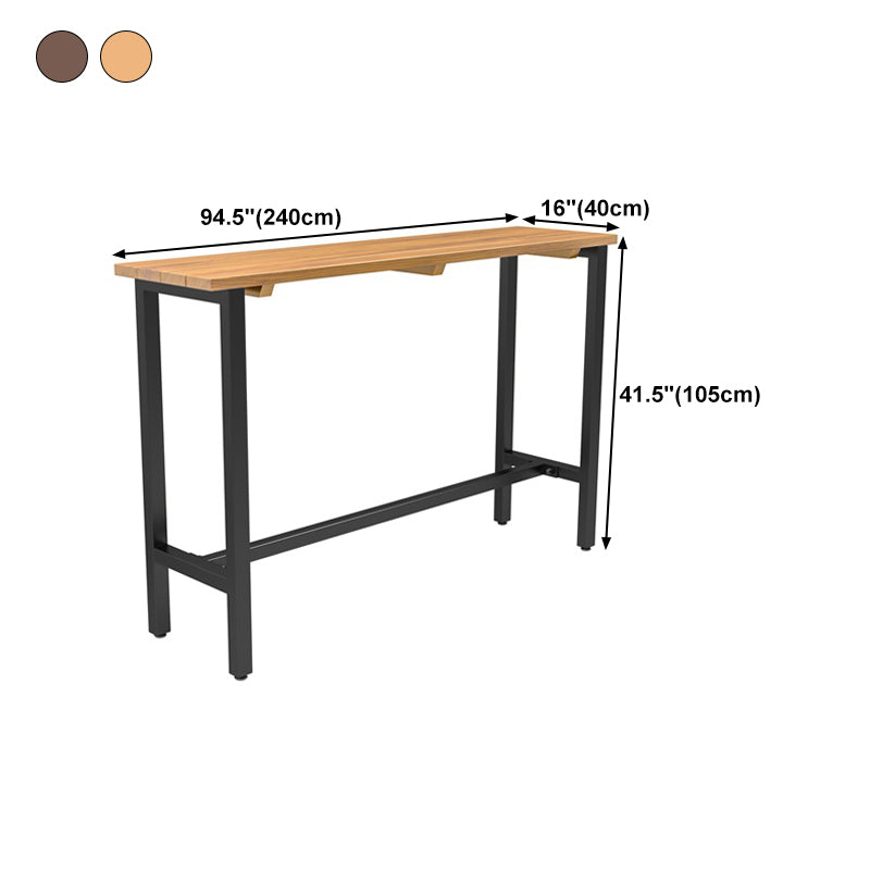 Rectangle Bar Dining Table Contemporary Bar Table with Trestle Base in Black Clearhalo 'Bar Furniture' 'Bar Tables' 'bar_tables' 'furn' 'furn_bar_tables' 'Furniture' 'furniture_bar_tables' 'Kitchen & Dining Furniture' 4780002