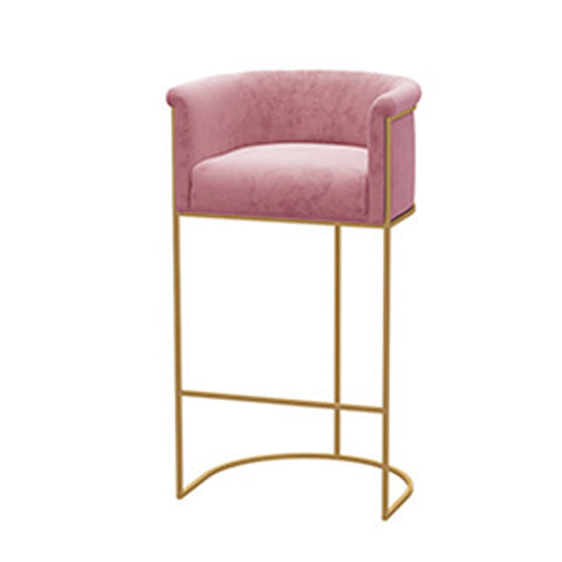 Scandinavian Bar and Counter Stool Low Back Stool with Pedestal Base in Gold Pink 6 Piece Set Clearhalo 'Bar Furniture' 'Bar Stools' 'bar_stools' 'furn' 'furn_bar_stools' 'Furniture' 'furniture_bar_stools' 'Kitchen & Dining Furniture' 4780004