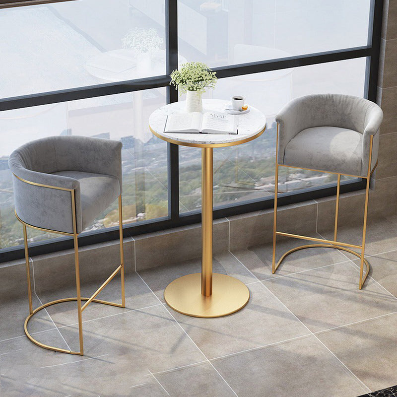 Scandinavian Bar and Counter Stool Low Back Stool with Pedestal Base in Gold Clearhalo 'Bar Furniture' 'Bar Stools' 'bar_stools' 'furn' 'furn_bar_stools' 'Furniture' 'furniture_bar_stools' 'Kitchen & Dining Furniture' 4780006
