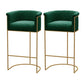 Scandinavian Bar and Counter Stool Low Back Stool with Pedestal Base in Gold Green 2 Piece Set Clearhalo 'Bar Furniture' 'Bar Stools' 'bar_stools' 'furn' 'furn_bar_stools' 'Furniture' 'furniture_bar_stools' 'Kitchen & Dining Furniture' 4780008