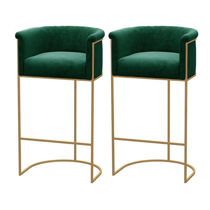 Scandinavian Bar and Counter Stool Low Back Stool with Pedestal Base in Gold Green 2 Piece Set Clearhalo 'Bar Furniture' 'Bar Stools' 'bar_stools' 'furn' 'furn_bar_stools' 'Furniture' 'furniture_bar_stools' 'Kitchen & Dining Furniture' 4780008