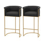 Scandinavian Bar and Counter Stool Low Back Stool with Pedestal Base in Gold Black 2 Piece Set Clearhalo 'Bar Furniture' 'Bar Stools' 'bar_stools' 'furn' 'furn_bar_stools' 'Furniture' 'furniture_bar_stools' 'Kitchen & Dining Furniture' 4780010