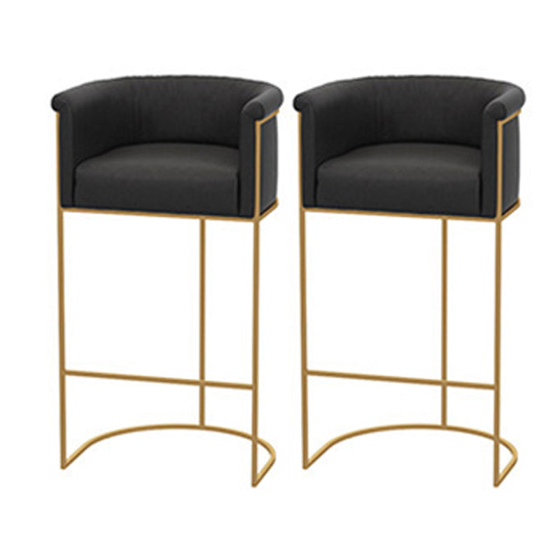 Scandinavian Bar and Counter Stool Low Back Stool with Pedestal Base in Gold Black 2 Piece Set Clearhalo 'Bar Furniture' 'Bar Stools' 'bar_stools' 'furn' 'furn_bar_stools' 'Furniture' 'furniture_bar_stools' 'Kitchen & Dining Furniture' 4780010