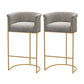 Scandinavian Bar and Counter Stool Low Back Stool with Pedestal Base in Gold Grey 2 Piece Set Clearhalo 'Bar Furniture' 'Bar Stools' 'bar_stools' 'furn' 'furn_bar_stools' 'Furniture' 'furniture_bar_stools' 'Kitchen & Dining Furniture' 4780012