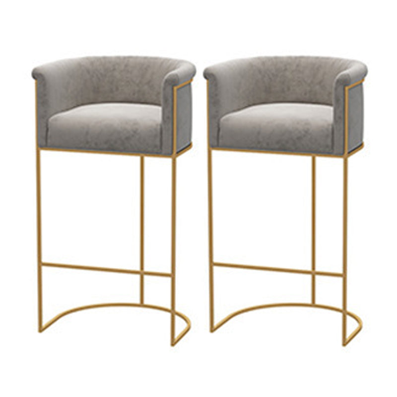 Scandinavian Bar and Counter Stool Low Back Stool with Pedestal Base in Gold Grey 2 Piece Set Clearhalo 'Bar Furniture' 'Bar Stools' 'bar_stools' 'furn' 'furn_bar_stools' 'Furniture' 'furniture_bar_stools' 'Kitchen & Dining Furniture' 4780012