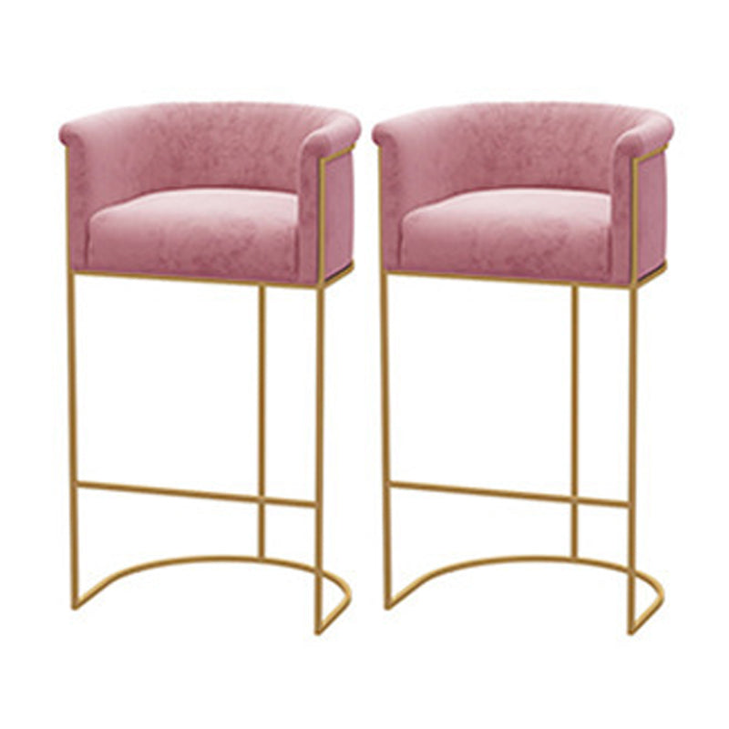 Scandinavian Bar and Counter Stool Low Back Stool with Pedestal Base in Gold Pink 2 Piece Set Clearhalo 'Bar Furniture' 'Bar Stools' 'bar_stools' 'furn' 'furn_bar_stools' 'Furniture' 'furniture_bar_stools' 'Kitchen & Dining Furniture' 4780014