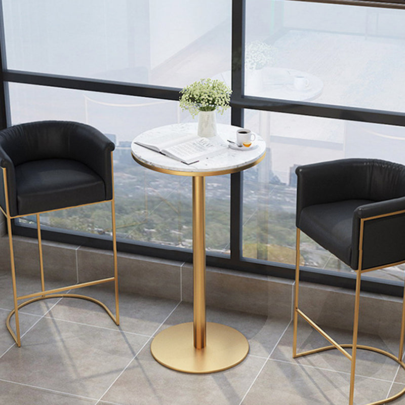 Scandinavian Bar and Counter Stool Low Back Stool with Pedestal Base in Gold Clearhalo 'Bar Furniture' 'Bar Stools' 'bar_stools' 'furn' 'furn_bar_stools' 'Furniture' 'furniture_bar_stools' 'Kitchen & Dining Furniture' 4780015