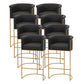 Scandinavian Bar and Counter Stool Low Back Stool with Pedestal Base in Gold Black 8 Piece Set Clearhalo 'Bar Furniture' 'Bar Stools' 'bar_stools' 'furn' 'furn_bar_stools' 'Furniture' 'furniture_bar_stools' 'Kitchen & Dining Furniture' 4780017