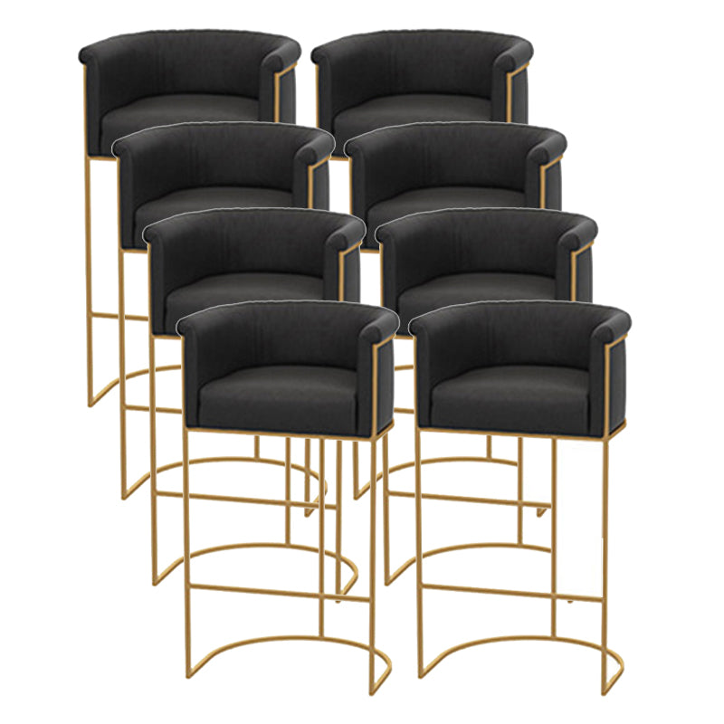 Scandinavian Bar and Counter Stool Low Back Stool with Pedestal Base in Gold Black 8 Piece Set Clearhalo 'Bar Furniture' 'Bar Stools' 'bar_stools' 'furn' 'furn_bar_stools' 'Furniture' 'furniture_bar_stools' 'Kitchen & Dining Furniture' 4780017