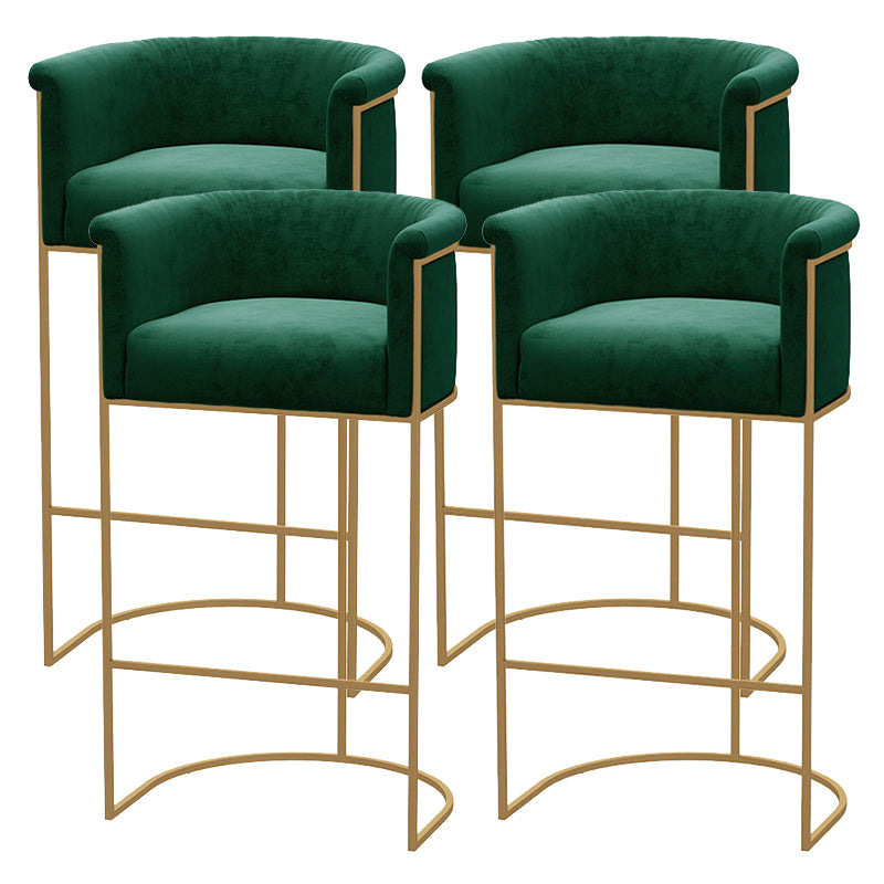 Scandinavian Bar and Counter Stool Low Back Stool with Pedestal Base in Gold Green 4 Piece Set Clearhalo 'Bar Furniture' 'Bar Stools' 'bar_stools' 'furn' 'furn_bar_stools' 'Furniture' 'furniture_bar_stools' 'Kitchen & Dining Furniture' 4780019