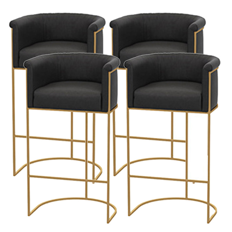 Scandinavian Bar and Counter Stool Low Back Stool with Pedestal Base in Gold Black 4 Piece Set Clearhalo 'Bar Furniture' 'Bar Stools' 'bar_stools' 'furn' 'furn_bar_stools' 'Furniture' 'furniture_bar_stools' 'Kitchen & Dining Furniture' 4780021