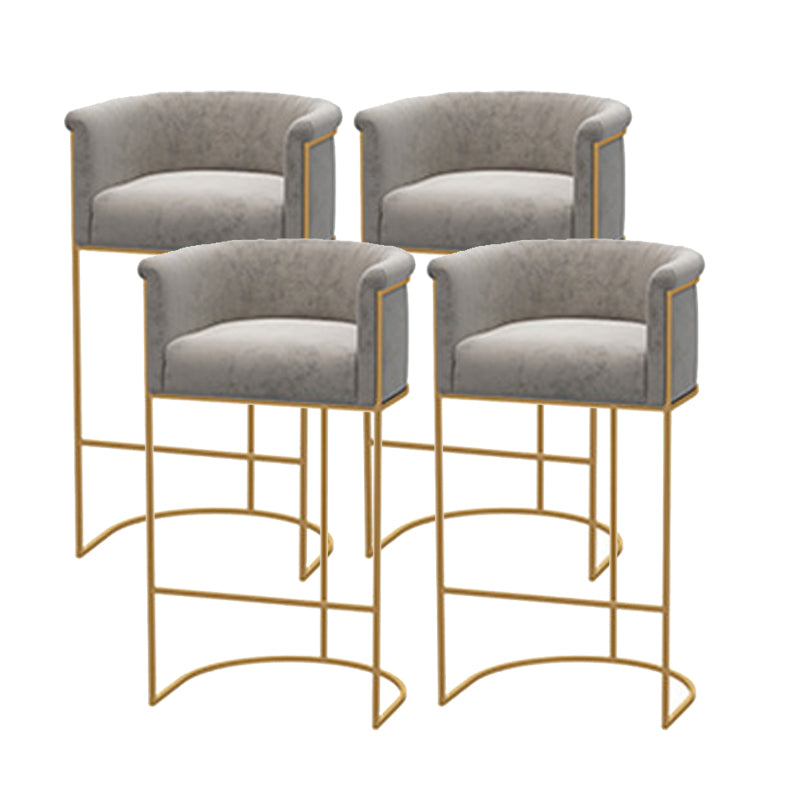 Scandinavian Bar and Counter Stool Low Back Stool with Pedestal Base in Gold Grey 4 Piece Set Clearhalo 'Bar Furniture' 'Bar Stools' 'bar_stools' 'furn' 'furn_bar_stools' 'Furniture' 'furniture_bar_stools' 'Kitchen & Dining Furniture' 4780022