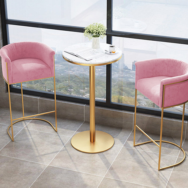 Scandinavian Bar and Counter Stool Low Back Stool with Pedestal Base in Gold Clearhalo 'Bar Furniture' 'Bar Stools' 'bar_stools' 'furn' 'furn_bar_stools' 'Furniture' 'furniture_bar_stools' 'Kitchen & Dining Furniture' 4780024