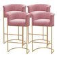 Scandinavian Bar and Counter Stool Low Back Stool with Pedestal Base in Gold Pink 4 Piece Set Clearhalo 'Bar Furniture' 'Bar Stools' 'bar_stools' 'furn' 'furn_bar_stools' 'Furniture' 'furniture_bar_stools' 'Kitchen & Dining Furniture' 4780025