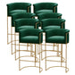 Scandinavian Bar and Counter Stool Low Back Stool with Pedestal Base in Gold Green 8 Piece Set Clearhalo 'Bar Furniture' 'Bar Stools' 'bar_stools' 'furn' 'furn_bar_stools' 'Furniture' 'furniture_bar_stools' 'Kitchen & Dining Furniture' 4780026