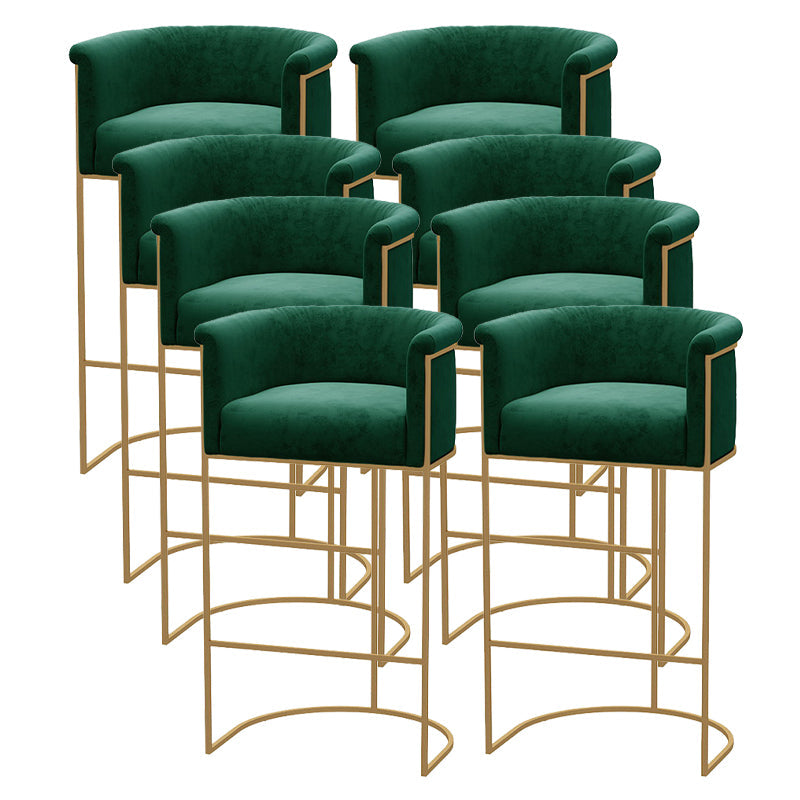 Scandinavian Bar and Counter Stool Low Back Stool with Pedestal Base in Gold Green 8 Piece Set Clearhalo 'Bar Furniture' 'Bar Stools' 'bar_stools' 'furn' 'furn_bar_stools' 'Furniture' 'furniture_bar_stools' 'Kitchen & Dining Furniture' 4780026