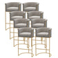 Scandinavian Bar and Counter Stool Low Back Stool with Pedestal Base in Gold Grey 8 Piece Set Clearhalo 'Bar Furniture' 'Bar Stools' 'bar_stools' 'furn' 'furn_bar_stools' 'Furniture' 'furniture_bar_stools' 'Kitchen & Dining Furniture' 4780029