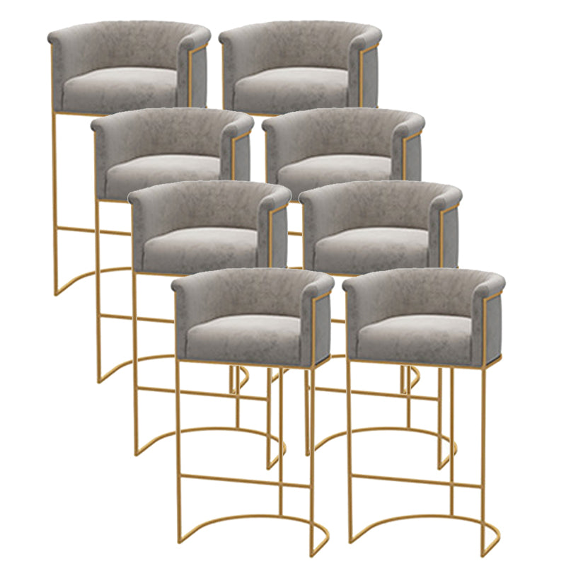 Scandinavian Bar and Counter Stool Low Back Stool with Pedestal Base in Gold Grey 8 Piece Set Clearhalo 'Bar Furniture' 'Bar Stools' 'bar_stools' 'furn' 'furn_bar_stools' 'Furniture' 'furniture_bar_stools' 'Kitchen & Dining Furniture' 4780029